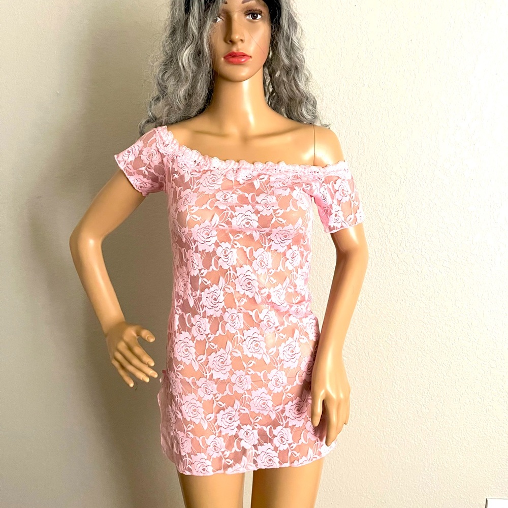Light pink sheer and lacy nightie